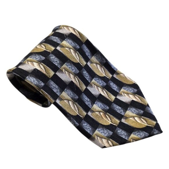 Manzoni Leaf Print Italian Silk Tie - Picture 2 of 7
